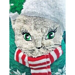 99 Jane Street Ugly Christmas Sweater XL Green Cat Meowy Christmas Jingle Bells